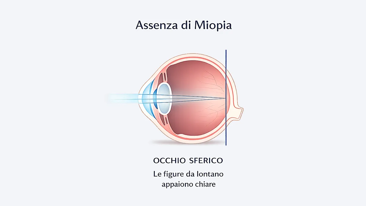 Occhio sano con immagine a fuoco sulla retina, visione nitida naturale
